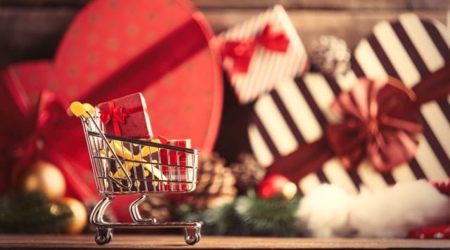 Holiday Shopping Gifts in a Cart