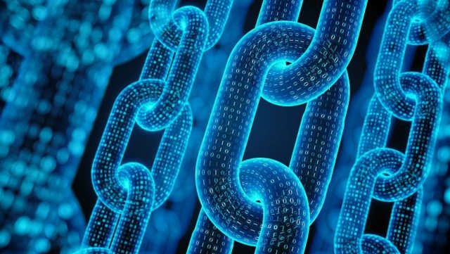 Blockchain technology digital code concept