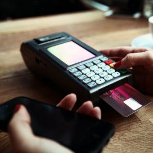 EMV chip card being used in POS terminal