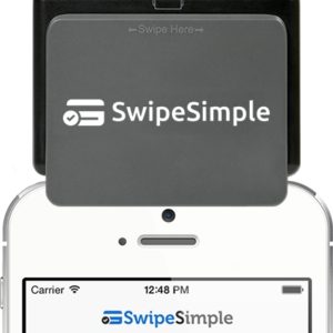Mobile POS solution CardFlight SwipeSimple device hooked up to a mobile phone