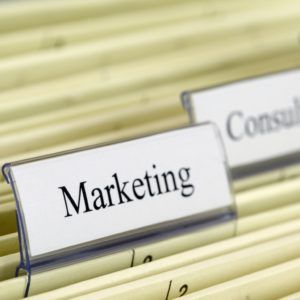 Marketing agency concept with folder labels